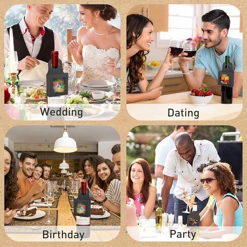 30 صندوقًا من ورق الكرافت لزجاجات النبيذ مع نافذة معلقة صناديق النبيذ القابلة للطي للهدايا زجاجات النبيذ الفارغة لتزيين صندوق شماعات الزجاجات (أسود، 3.5 × 3.5 × 1.2 بوصة) in Kuwait