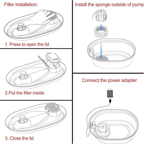 KuangBiao 10-Pack Filters Replacement, Compatible with Tomxcute 108oz/3.2L pet Fountain,for Petlibro 67oz/2L Stainless Steel cat Water Fountain with Sponges in Kuwait