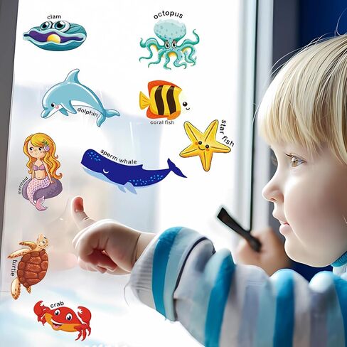 32Pcs Dinosaurs Window Stickers Window Clings Washable Reusable for Classroom Home Birthday Animals Party Supplies Decorations in Kuwait