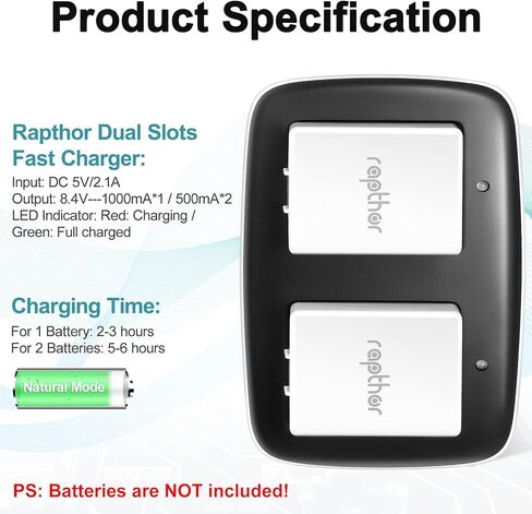 محطة شحن مزدوجة Rapthor، متوافقة مع Arlo Pro/Pro 2 / Arlo Go Security Camera شاحن بطارية قابل لإعادة الشحن مع كابل USB من النوع C in Kuwait