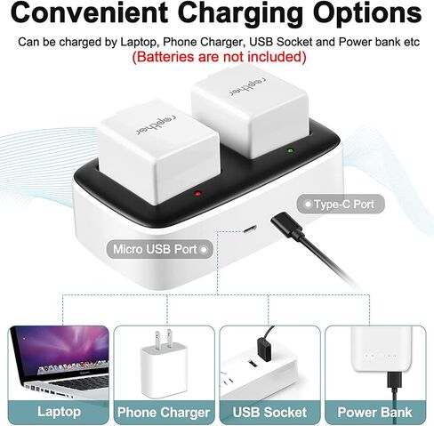 محطة شحن مزدوجة Rapthor، متوافقة مع Arlo Pro/Pro 2 / Arlo Go Security Camera شاحن بطارية قابل لإعادة الشحن مع كابل USB من النوع C in Kuwait