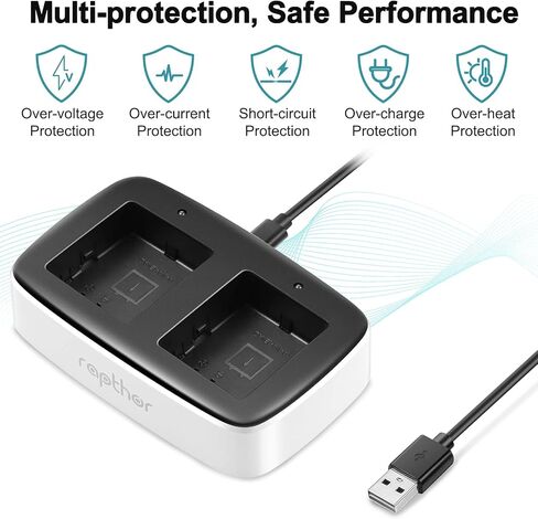 محطة شحن مزدوجة Rapthor، متوافقة مع Arlo Pro/Pro 2 / Arlo Go Security Camera شاحن بطارية قابل لإعادة الشحن مع كابل USB من النوع C in Kuwait