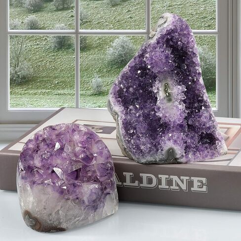 Rockcloud Natural Purple Amethyst Quartz Crystal Cluster Geode Druzy Home Decoration Self Stand Desk Ornament Gemstone Specimen, 0.66-0.88 lb in Saudi Arabia