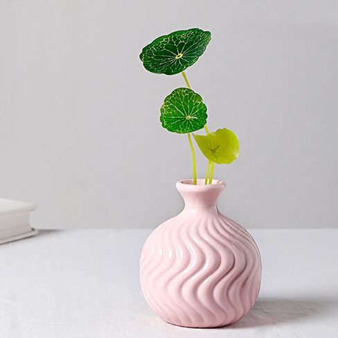 مزهرية GeLive Ikebana مزهرية زهور مزخرفة بالزراعة المائية معكرون مزهرية سيراميك ملونة (وردي) in Kuwait