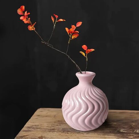 مزهرية GeLive Ikebana مزهرية زهور مزخرفة بالزراعة المائية معكرون مزهرية سيراميك ملونة (وردي) in Kuwait