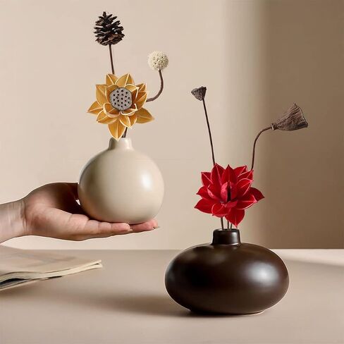 مزهرية GeLive Ikebana مزهرية زهور مزخرفة بالزراعة المائية معكرون مزهرية سيراميك ملونة (وردي) in Kuwait