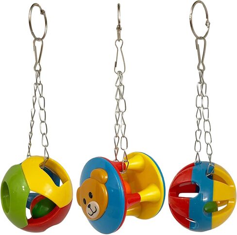 SIMENA Parrot Ball Toy with Bell, Cage Hanging Accessories for Medium to Large Birds, Parrot Toy, Interactive Puzzle Bird Bell Toy, Bird Ball, Cat Ball Toy (Globe, Set of 1) in Saudi Arabia
