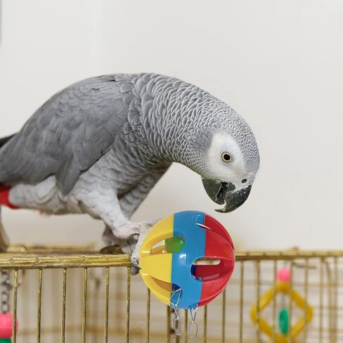 SIMENA Parrot Ball Toy with Bell, Cage Hanging Accessories for Medium to Large Birds, Parrot Toy, Interactive Puzzle Bird Bell Toy, Bird Ball, Cat Ball Toy (Globe, Set of 1) in Saudi Arabia
