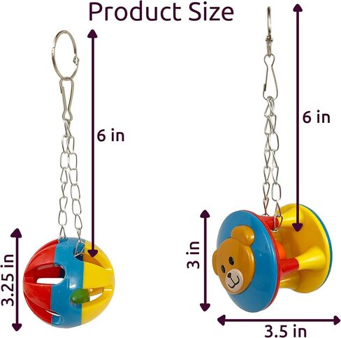 SIMENA Parrot Ball Toy with Bell, Cage Hanging Accessories for Medium to Large Birds, Parrot Toy, Interactive Puzzle Bird Bell Toy, Bird Ball, Cat Ball Toy (Globe, Set of 1) in Saudi Arabia