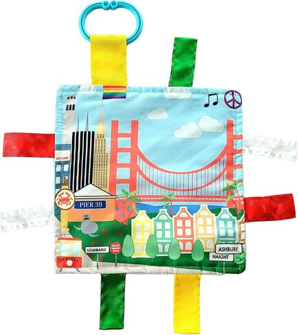 Baby Jack & Co 8x8" Learning Lovey San Francisco California Tag Toys for Babies - Baby Crinkle Toys - Soft & Safe - Learn USA Cities and Shapes - Ideal Baby Toy & Gift BPA Free w/ Stroller Clip in Saudi Arabia