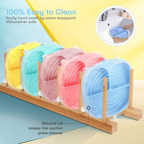 BEBOAN Baby Suction Plate, Silicone Divided Plate Set with Lid, Fork and Spoon for Boys and Girls, 100% BPA-Free Baby Food Plate, Dishwasher & Microwave Friendly, Fits for Most High Chair (Yellow) in Kuwait