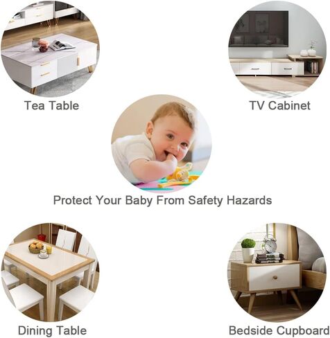 24 Pack Corner Protector for Baby, Corner Guards, Clear Table Corner Protector Guards, Edge Safety Bumpers for Furniture Against Sharp Corners, Keep Child Safe in Kuwait