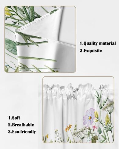 ستائر غنيمة زهور الربيع، ستائر زهور برية ريفية صيفية نباتية للحمام في غرفة المعيشة، علاجات نافذة قصيرة، ستائر مطبخ بجيب قضيب، مجموعة غنيمة، لوحتان، 28 بوصة × 36 بوصة in Kuwait