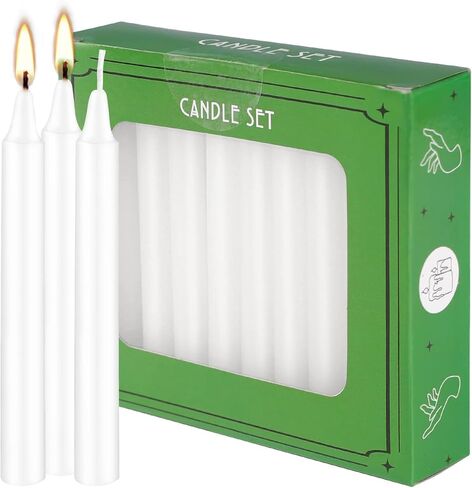 Set of 20 White Spell & Chime – Premium Mini Taper Candles for Rituals, Prayer, Birthdays, Meditation, Altar - 4 Inch Tall, Unscented (White) in Kuwait