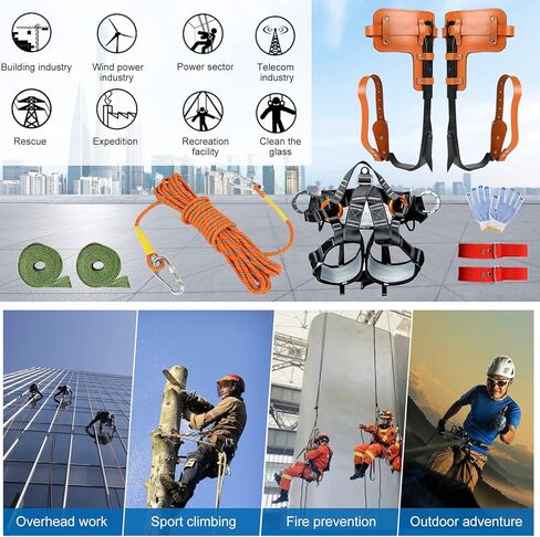 WMLBK Tree Climbing Spikes 1 Pair Alloy Steel Pole Climbing Spurs Tool 2 Adjustable Gears Climbing Set Cow Leather Straps with Non-Slip Pedal For Climbers, Logging, Hunting Observation & Fruit Picking in Kuwait