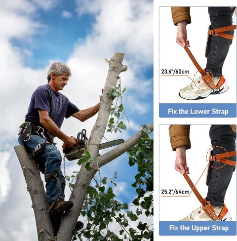 WMLBK Tree Climbing Spikes 1 Pair Alloy Steel Pole Climbing Spurs Tool 2 Adjustable Gears Climbing Set Cow Leather Straps with Non-Slip Pedal For Climbers, Logging, Hunting Observation & Fruit Picking in Kuwait