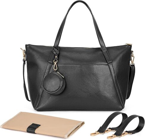 Minsong Fashion Leather Diaper Backpack Purse for Women, Mommy Bag for Baby Boys Girls with Changing Pad Stroller Straps in Kuwait