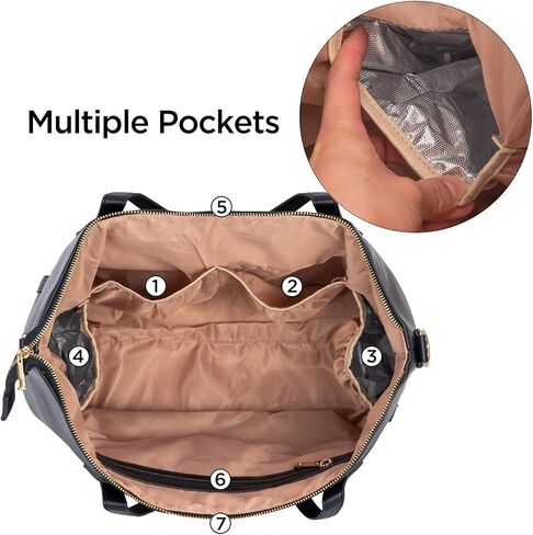 Minsong Fashion Leather Diaper Backpack Purse for Women, Mommy Bag for Baby Boys Girls with Changing Pad Stroller Straps in Kuwait