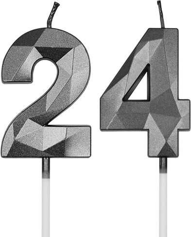 شموع عيد الميلاد الرابع والعشرون والثاني والأربعون للكيك، رقم ذهبي 24 42 شمعة ثلاثية الأبعاد على شكل ماسي لتزيين أعياد الميلاد لوازم الحفلات للنساء أو الرجال in Kuwait
