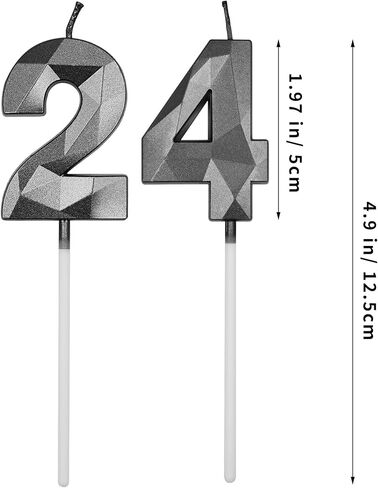 شموع عيد الميلاد الرابع والعشرون والثاني والأربعون للكيك، رقم ذهبي 24 42 شمعة ثلاثية الأبعاد على شكل ماسي لتزيين أعياد الميلاد لوازم الحفلات للنساء أو الرجال in Kuwait