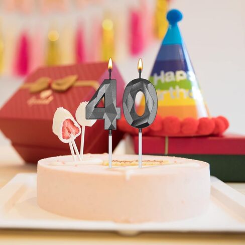 شموع عيد الميلاد الرابع والعشرون والثاني والأربعون للكيك، رقم ذهبي 24 42 شمعة ثلاثية الأبعاد على شكل ماسي لتزيين أعياد الميلاد لوازم الحفلات للنساء أو الرجال in Kuwait