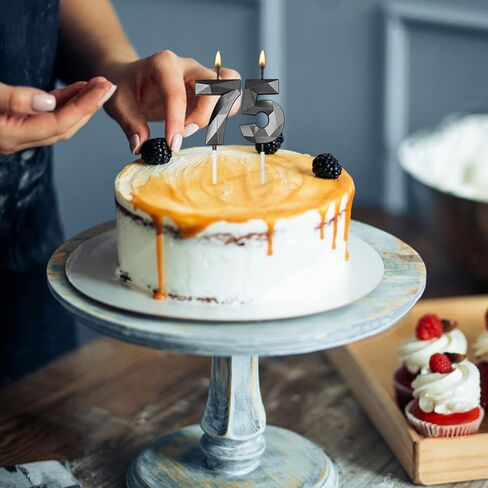 شموع عيد الميلاد الرابع والعشرون والثاني والأربعون للكيك، رقم ذهبي 24 42 شمعة ثلاثية الأبعاد على شكل ماسي لتزيين أعياد الميلاد لوازم الحفلات للنساء أو الرجال in Kuwait