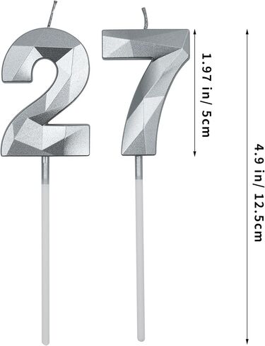 27th & 72nd Birthday Candles for Cake, Gold Number 27 72 3D Diamond Shaped Candle Birthday Decorations Party Supplies for Women or Men in Saudi Arabia