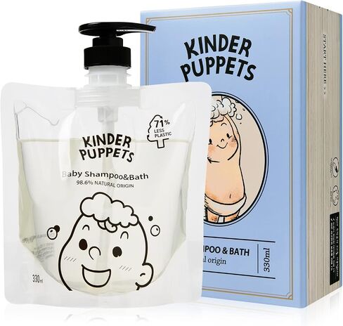 Kinder Puppets Korean Baby Shampoo & Bath with Natural Surfactants | Gentle Wash for Eczema, Cradle Cap, Dry & Sensitive Skin | Tear-Free | Newborns Infants Toddlers Kids, 11.2 Fl. Oz in Saudi Arabia