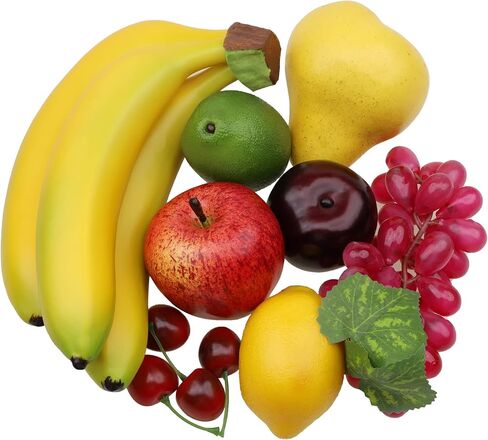 Gresorth Artificial Lifelike Apple Brin Banana Grape Lemon Pear Fake Fruit Toy Home Christmas Party Decoration - 8 Fruits in Saudi Arabia