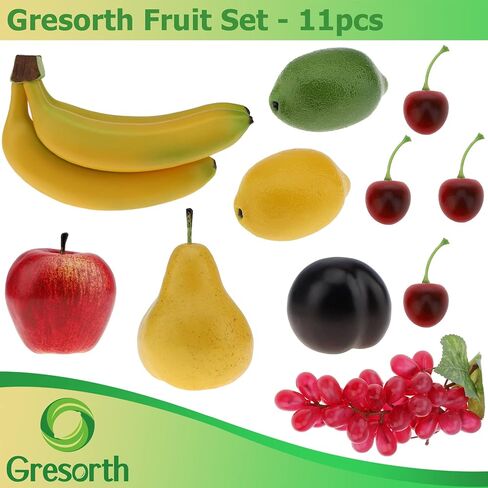 Gresorth Artificial Lifelike Apple Brin Banana Grape Lemon Pear Fake Fruit Toy Home Christmas Party Decoration - 8 Fruits in Saudi Arabia