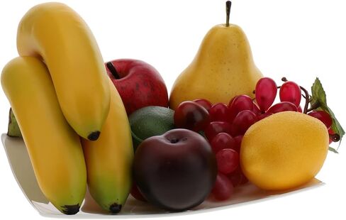 Gresorth Artificial Lifelike Apple Brin Banana Grape Lemon Pear Fake Fruit Toy Home Christmas Party Decoration - 8 Fruits in Saudi Arabia