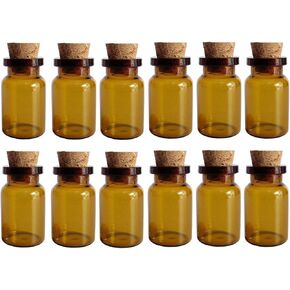 12PCS 5ML/0.2OZ Cork Stoppers Amber Glass Bottles Pots Message Glass Vials Cork DIY Decoration Wedding Party Favors Jars Container For Store Oils Pills Spices Jewellery Arts Crafts (Amber) in Saudi Arabia
