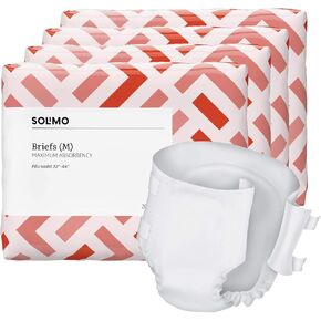 علامة أمازون التجارية - حفاضات داخلية للبالغين من سوليمو للرجال والنساء، أقصى قدر من الامتصاص، متوسط، 80 قطعة (4 عبوات من 20 قطعة)، أبيض in Kuwait