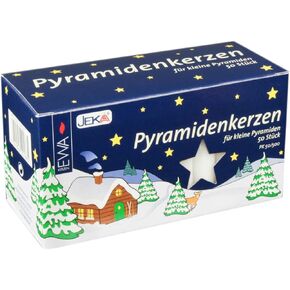 Jeka White 14mm Diameter Pyramidenkerzen German Candles, Set of 50