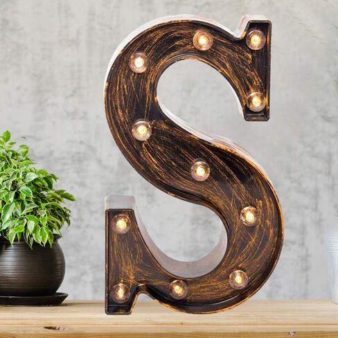 Vintage Light Up Marquee Letters with Lights – Illuminated Industrial Style Lighted Alphabet Letter Signs - Coffee Bar Apartment Bedroom Wall Home Initials Decor A-Z in Kuwait