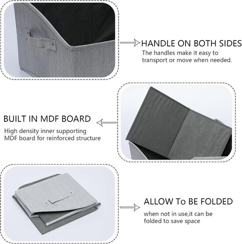 Geyecete Large cat toy box storage box - Foldable Cotton and linen Trapezoid Organizer Boxes with Handle, Collapsible Basket for cat Toys-CAT-Slub Gray in Saudi Arabia