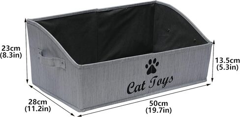 Geyecete Large cat toy box storage box - Foldable Cotton and linen Trapezoid Organizer Boxes with Handle, Collapsible Basket for cat Toys-CAT-Slub Gray in Saudi Arabia