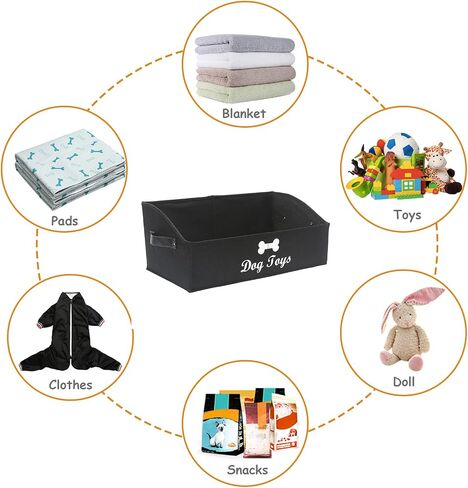 Geyecete Large cat toy box storage box - Foldable Cotton and linen Trapezoid Organizer Boxes with Handle, Collapsible Basket for cat Toys-CAT-Slub Gray in Saudi Arabia