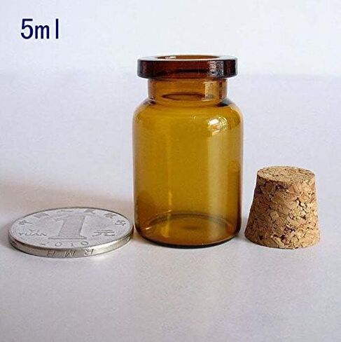 12PCS 5ML/0.2OZ Cork Stoppers Amber Glass Bottles Pots Message Glass Vials Cork DIY Decoration Wedding Party Favors Jars Container For Store Oils Pills Spices Jewellery Arts Crafts (Amber) in Saudi Arabia