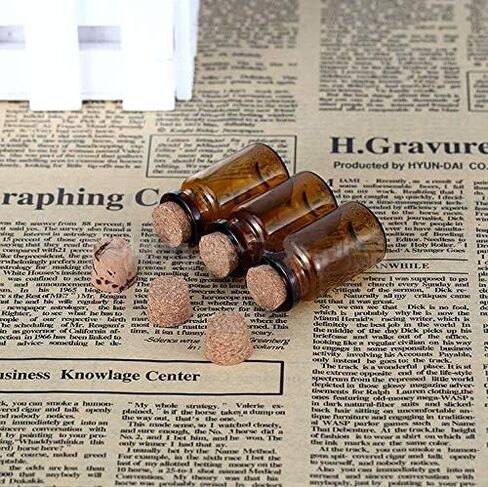 12PCS 5ML/0.2OZ Cork Stoppers Amber Glass Bottles Pots Message Glass Vials Cork DIY Decoration Wedding Party Favors Jars Container For Store Oils Pills Spices Jewellery Arts Crafts (Amber) in Saudi Arabia