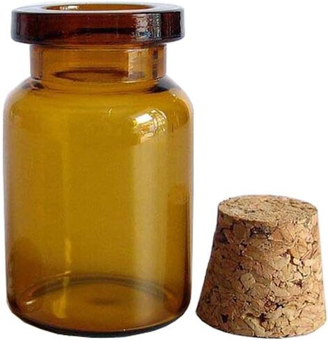 12PCS 5ML/0.2OZ Cork Stoppers Amber Glass Bottles Pots Message Glass Vials Cork DIY Decoration Wedding Party Favors Jars Container For Store Oils Pills Spices Jewellery Arts Crafts (Amber) in Saudi Arabia