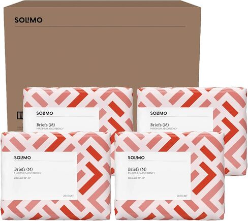 علامة أمازون التجارية - حفاضات داخلية للبالغين من سوليمو للرجال والنساء، أقصى قدر من الامتصاص، متوسط، 80 قطعة (4 عبوات من 20 قطعة)، أبيض in Kuwait