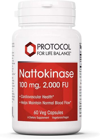 PROTOCOL FOR LIFE BALANCE - Nattokinase 100 mg - 2,000 Fibrinolytic Units of Enzyme Activity to Support Heart Health, Circulation, and Normal Blood Flow, Enhanced Formula Supplement - 60 Veg Capsules in Saudi Arabia