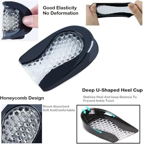 2 Pairs Honeycomb Sport Shock Absorbing Lightweight Gel Heel Cups for Kid's with Sensitive Heels, Heel Spurs, Plantar Fasciitis, or Ankle Pain in Kuwait
