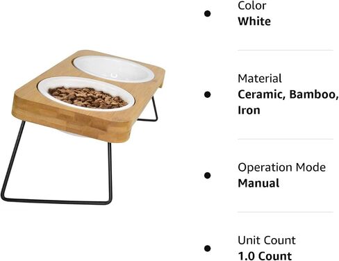 PLUROOF Ceramic Elevated 15°Tilted Cat Bowls, Food and Water Feeding Dishes Bowls, Non-Slip Metal Frame Stand Feeder for Small Size Dogs in Saudi Arabia