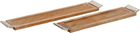 The Novogratz Mango Wood Tray with Metal Handles, Set of 2 27", 23"W, Dark Brown in Kuwait