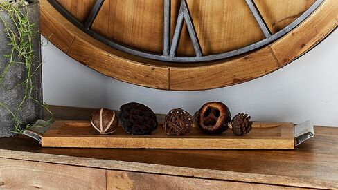 The Novogratz Mango Wood Tray with Metal Handles, Set of 2 27", 23"W, Dark Brown in Kuwait