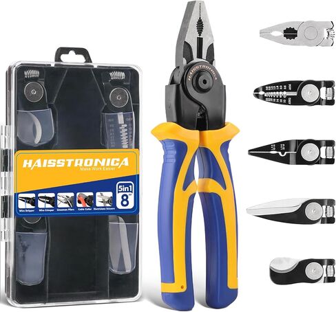 haisstronica Gifts for Men, 5-in-1 Multitool Gifts for Electrician with Wire Stripper, Crimper, Linesman Pliers, Cutter, Scissors, Dad Gifts for Him, Mens Gifts for Grandpa, Husband, Gadgets for Men in Kuwait
