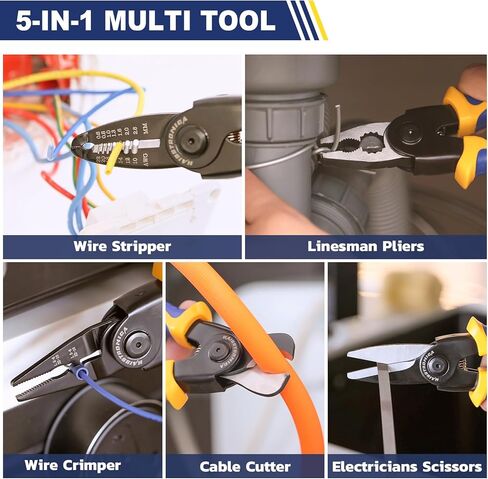 haisstronica Gifts for Men, 5-in-1 Multitool Gifts for Electrician with Wire Stripper, Crimper, Linesman Pliers, Cutter, Scissors, Dad Gifts for Him, Mens Gifts for Grandpa, Husband, Gadgets for Men in Kuwait