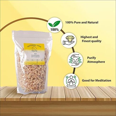 راتنج اللبان الأصلي من Southern Star - اللبان الطبيعي الفاخر بنسبة 100% من اليونان، أحجار البخور التقليدية المصنوعة يدويًا للعلاج بالروائح والتأمل والاحتفالات الدينية واليوجا، 250 جم in Kuwait